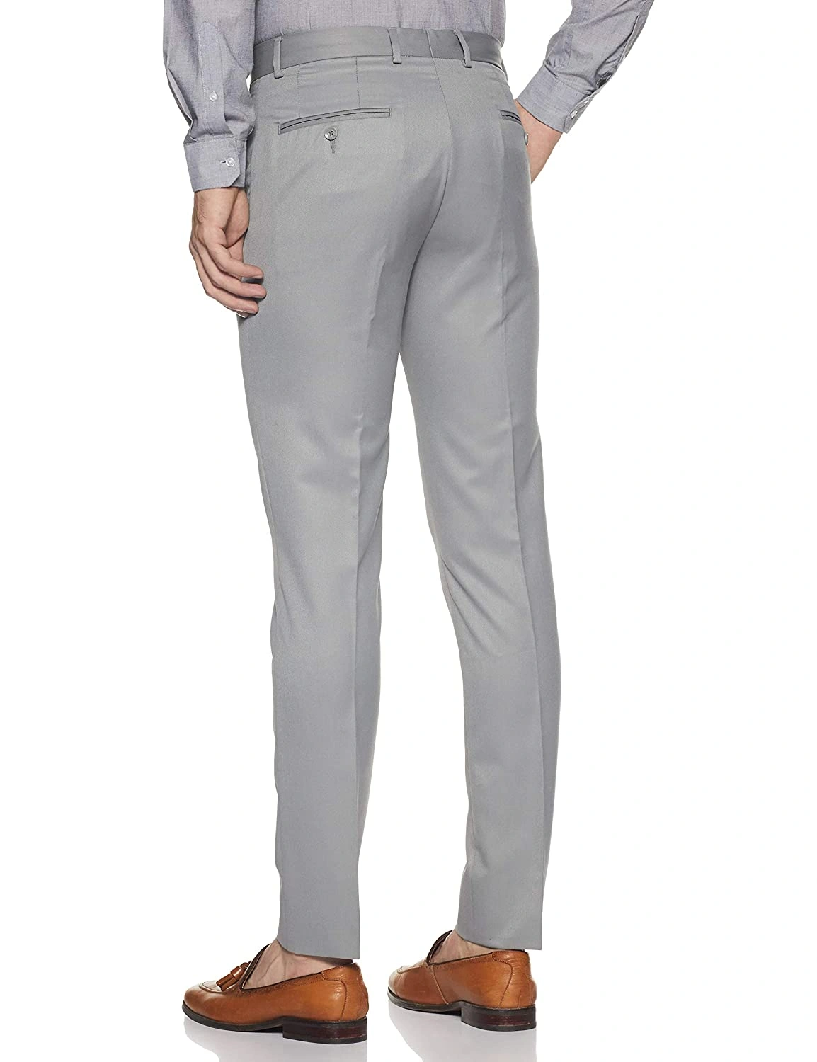Buy LOUIS PHILIPPE Ltgrey Men's Slim Fit Solid Trousers | Shoppers Stop